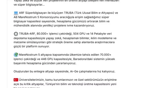 Türkiye'nin Süper Bilgisayar Kapasitesi Artıyor