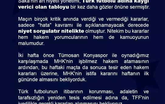 RAMS Başakşehir'den Hakemlere Sert Tepki