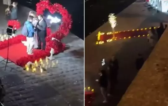 Eyfel Kulesi manzarasında evlenme teklif etmek için kuyruk oldular