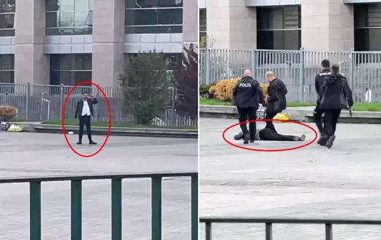 Adliye önünde kendi bacağına sıkan adam bakın kim çıktı