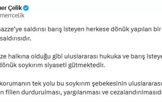 Çelik'ten Gazze Açıklaması