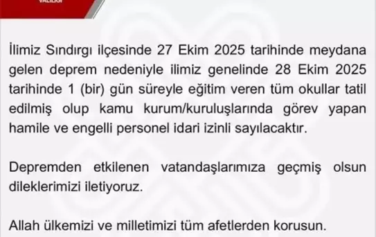 Balıkesir'de Deprem Sonrası Okullar Tatil