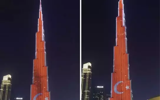 Dünyanın en yüksek gökdeleni Türk bayrağı ile aydınlatıldı