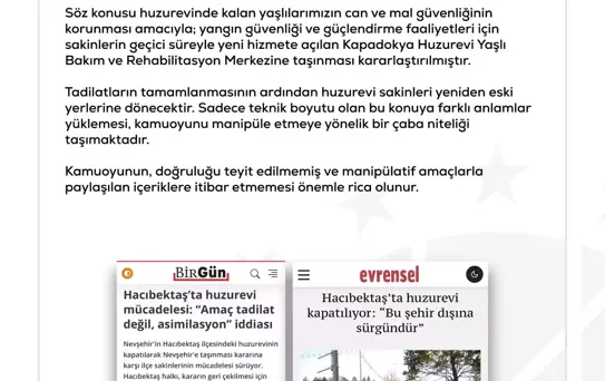 Huzurevi Kapatılması Dezenformasyon İddiaları Reddedildi