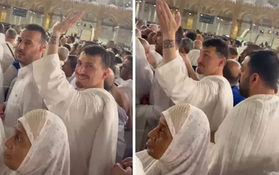 Mert Hakan Yandaş'ı umre ziyaretinde gören bir kişi yaptığıyla pes dedirtti