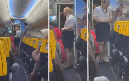 Erkek kabin memuru etek ve topuklu ayakkabı ile çalıştı