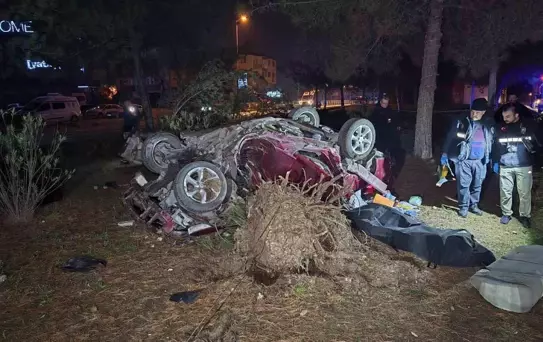 Otomobil, takla atarak çarptığı ağacı kökünden söktü: 1 ölü