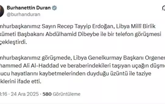 Cumhurbaşkanı Erdoğan'dan Libya Başbakanı Dibeybe'ye taziye telefonu