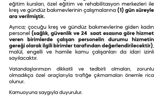 Diyarbakır'da Kar Nedeniyle Eğitim Kurumları Tatil