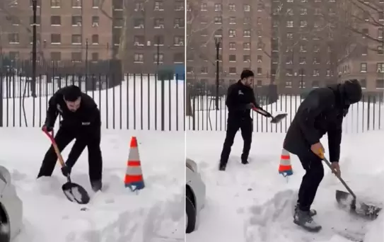 New York Belediye Başkanı Mamdani, kar küreme çalışmalarına katıldı