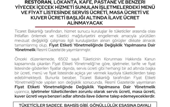 Bartın'da Masa Ücreti Alınmayacak