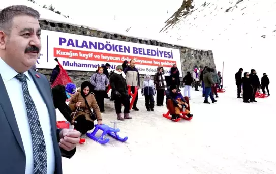 Palandöken Belediyesi'nden renk katan kızak keyfi