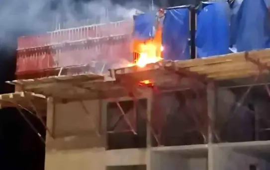 Emet'te şantiyede korkutan yangın