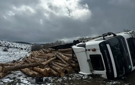 Bolu'da Tır Devrildi, Sürücü Yaralandı