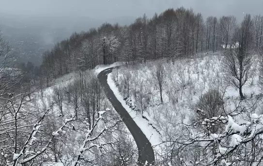 Düzce'de Dağ Köyleri Karla Kaplandı