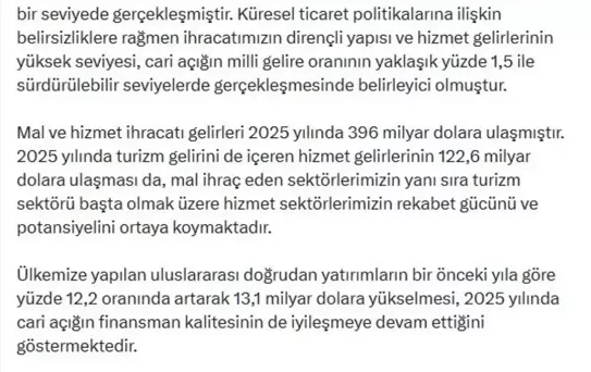 Cari Açık 2025'te 25,2 Milyar Dolar