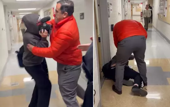 Profesöre bak sen! Belgesel çeken gazeteciyi böyle darbetti