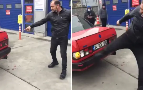 Sunulan gerekçeye öfkelenen vatandaş, TÜVTÜRK'ün önünde sinir krizi geçirdi