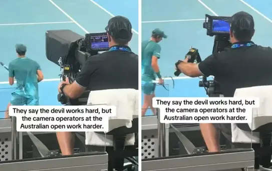 Tenis maçındaki kameramanı gören herkes aynı yorumu yapıyor