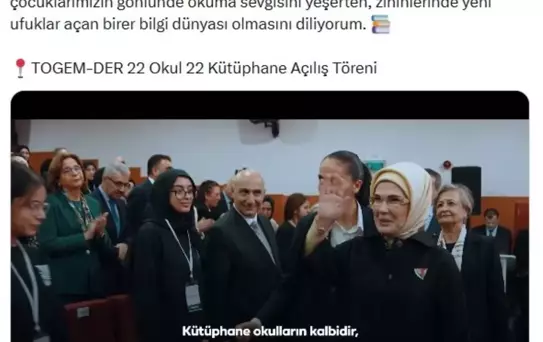 Emine Erdoğan'dan 22 Kütüphane Projesine Destek