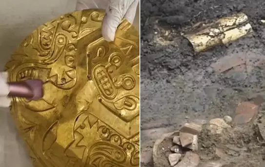 Kazmayı vurdukları mezardan altın fışkırdı