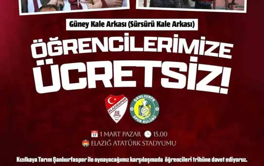 Elazığspor'dan Öğrencilere Ücretsiz Bilet