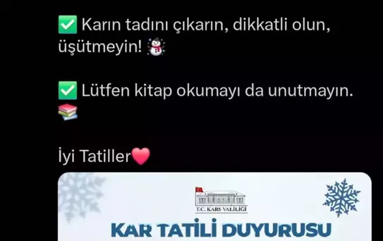 Kars'ta Okullara Kar Tatili