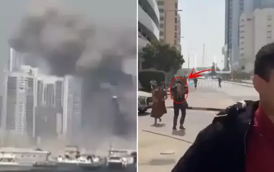 İran'ın vurduğu Abu Dabi'de son durum! Kucağında çocukla sığınağa koştu