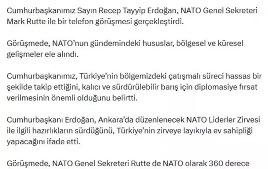 Cumhurbaşkanı Erdoğan, NATO Genel Sekreteri Mark Rutte ile Görüştü