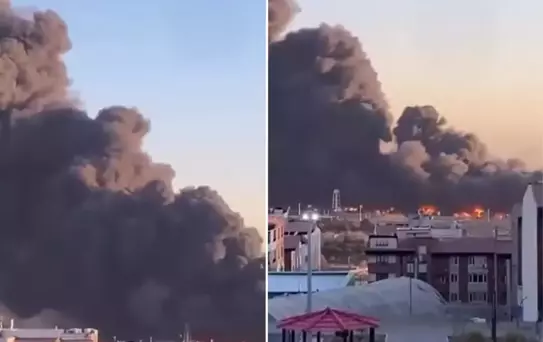 Tahran'ın batısında yangın, saldırı sonrası şehir duman altında