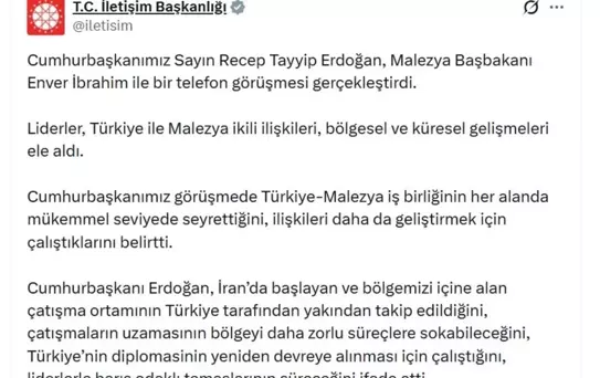 Cumhurbaşkanı Erdoğan, Malezya Başbakanı İbrahim ile görüştü