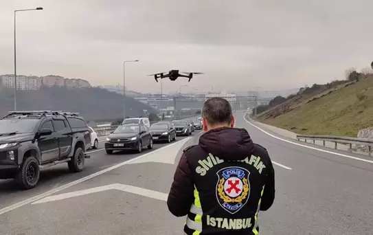 Dronla Trafik Denetimi: 5 Sürücü Cezalandırıldı