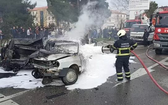 Samsun'da Zincirleme Kaza ve Yangın