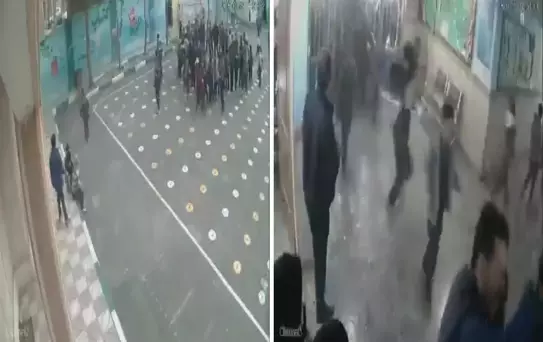 İran'da okulun yakınına düşen füzenin dehşeti kameralarda: Çocuklar dehşeti yaşadı