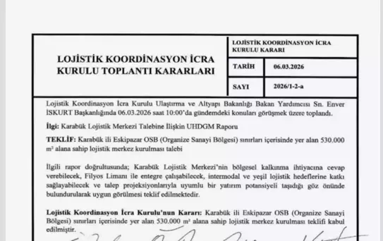 Karabük'te Lojistik Merkezi Onaylandı