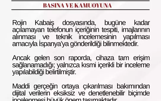Rojin Kabaiş'in Telefonunda Erişim Sorunu