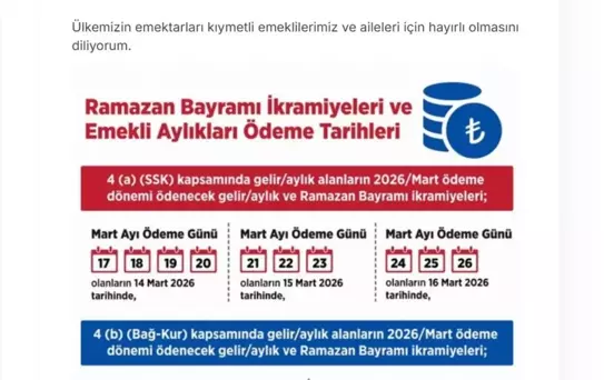 Emeklilere Bayram Müjdesi