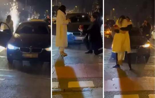 İstanbul'da trafiği alt üst eden evlilik teklifi tepki çekti