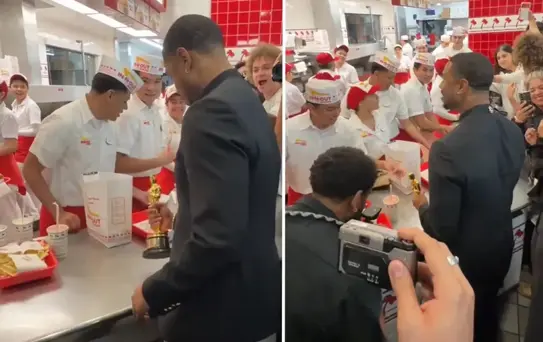 Oscar'ı kazandı, kutlamayı burgercide yaptı