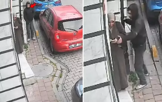 Güpegündüz kaydedilen görüntüye bakın: Kadının yanına sinsice yaklaşıp...