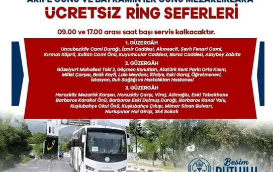 Mezarlıklara ücretsiz otobüs seferleri düzenlenecek