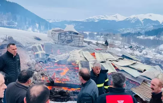 Şavşat'ta Yangın: Ahşap Ev ve Ahırlar Yandı