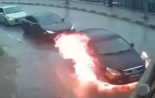 Safranbolu'da Otomobil Yangını