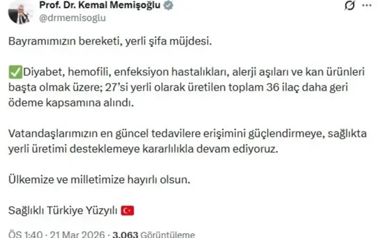 36 ilaç geri ödeme kapsamına alındı