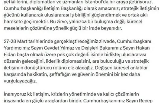Burhanettin Duran: Küresel sorunlara ortak bir dil geliştirmeyi hedefliyoruz