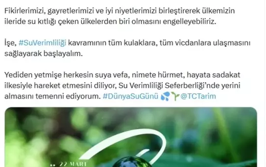 Emine Erdoğan'dan 'Dünya Su Günü' mesajı
