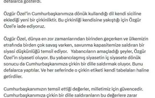 Ömer Çelik'ten Özgür Özel'e Sert Eleştiri