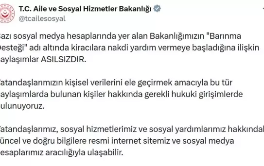 Barınma Desteği İddiaları Asılsız