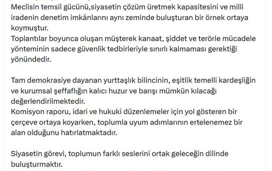 MHP'li Yıldız: Komisyonumuz, Türkiye'nin barışla ve kardeşlikle güçleneceğini göstermiştir