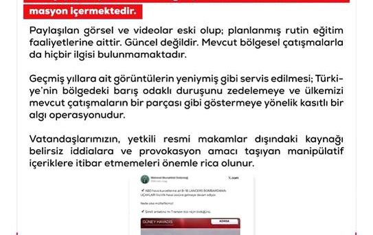 Dezenformasyon Açıklaması: B-1B Uçakları İncirlik'te Değil